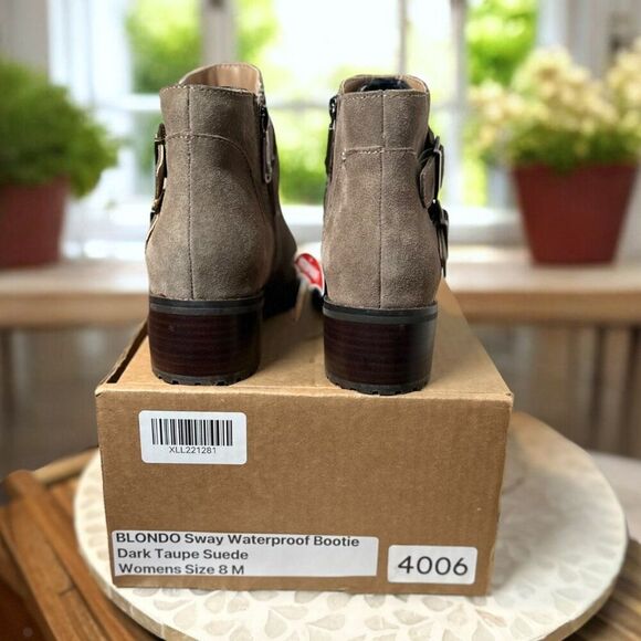 Blondo Sway Waterproof Bootie Women’s 8M Suede Ankle Boots Taupe Fall Chic Trend - Picture 11 of 13